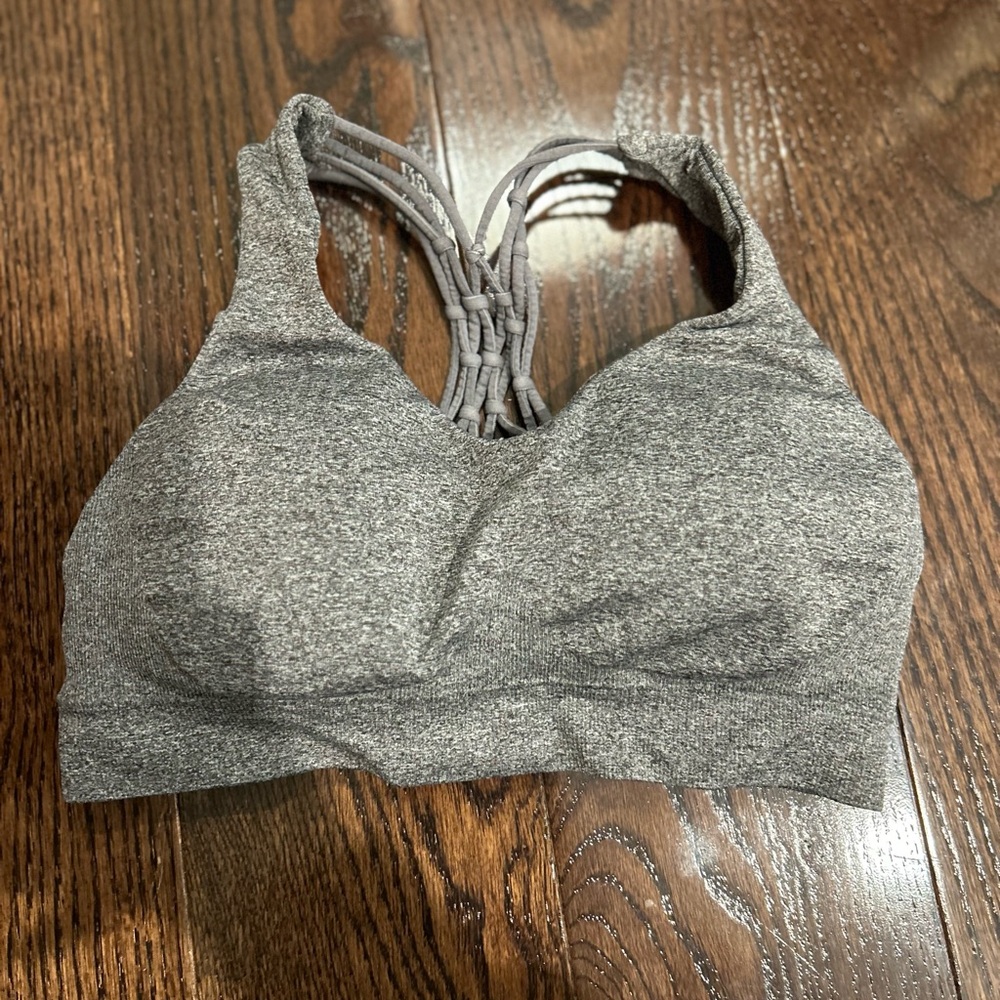 Gray Cross Back Sports Bra